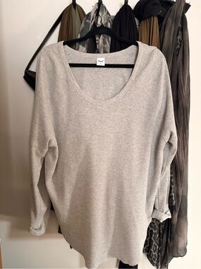 TNA Light Gray Scoop Neck Thermal Sweatshirt